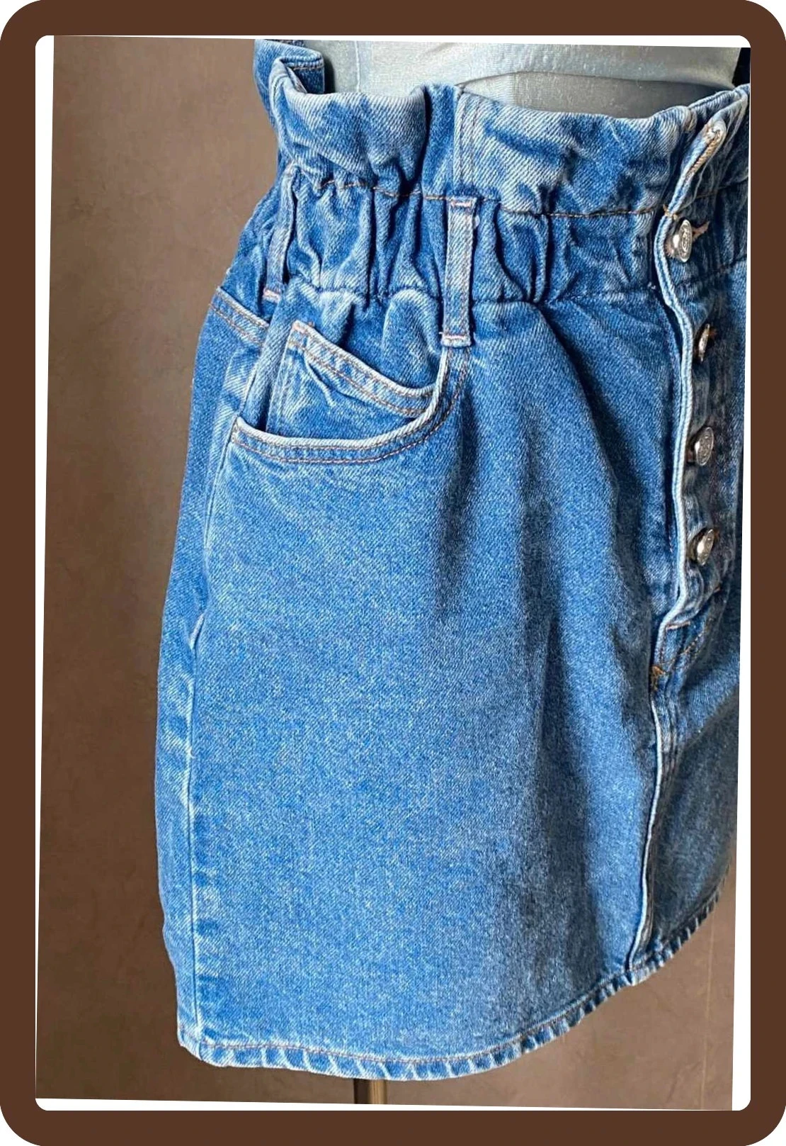 High-waist denim Scotch & Soda skirt T36, paperbag cut, metal buttons, 100% cotton denim – photo 6
